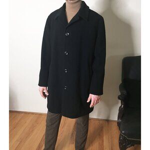 Men's Classic Massimo Moda 70% Wool 10% Cashmere Black Coat Size L
